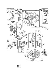 Cylinder/Crankshaft Diagram and Parts List for 123K02-0317-E1  Briggs and Stratton Engine